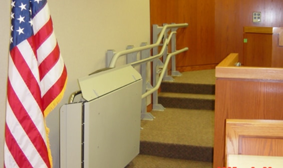 Garaventa Inclined wheelchair lift inside courthouse